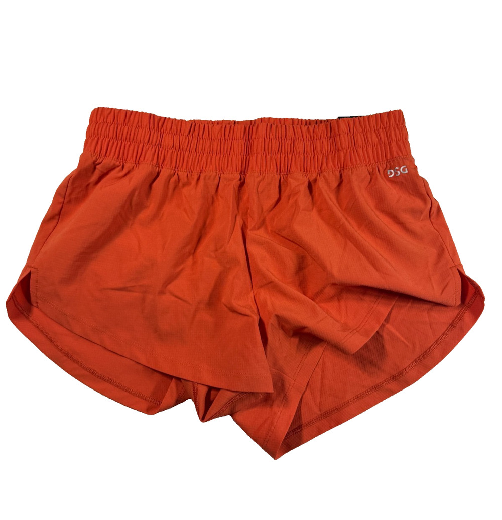 DSG Women's Stride Mid-Rise Running Shorts Orange Built-In Brief Size XS NWT